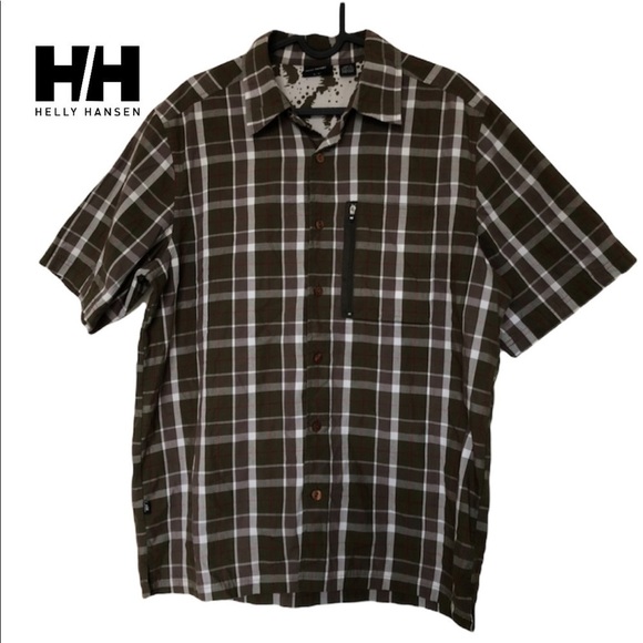 𝅺Helly Hansen Plaid Button Down Short Sleeve Shirt - Picture 1 of 12